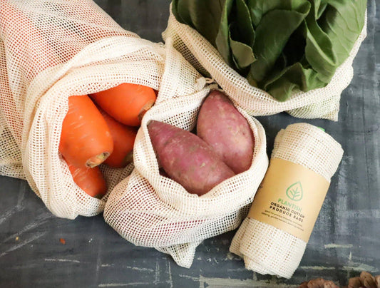 Set of 4 Organic Cotton Mesh Produce Bags